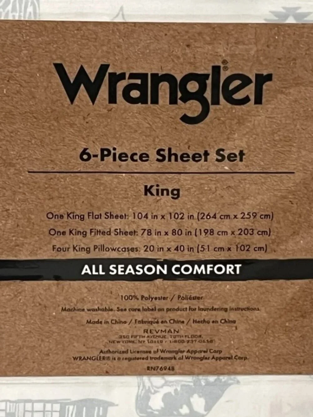 WRANGLER KING On the Ranch Sheet Set 6pc New White Blue Western Cowboy Boots Hat